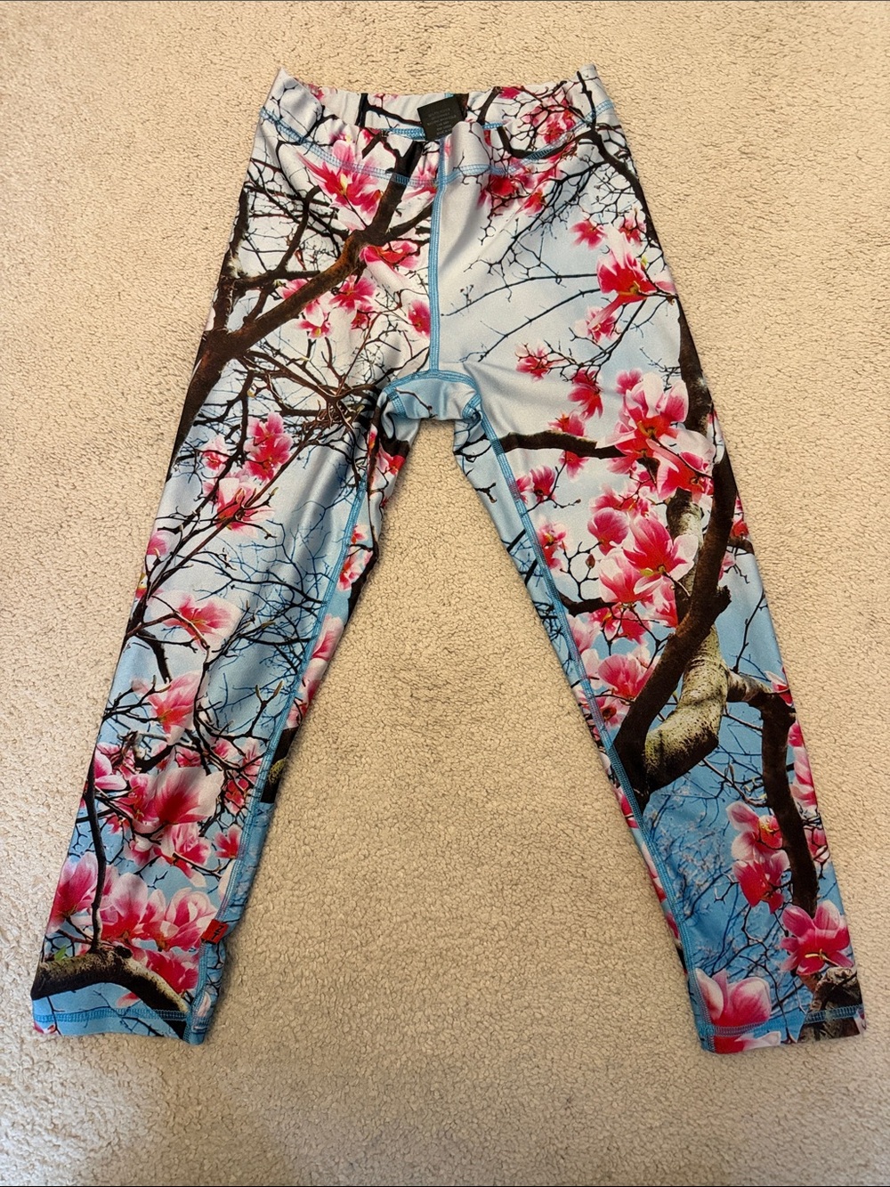 Zara Terez Pink Blossom Leggings with Light Blue Base